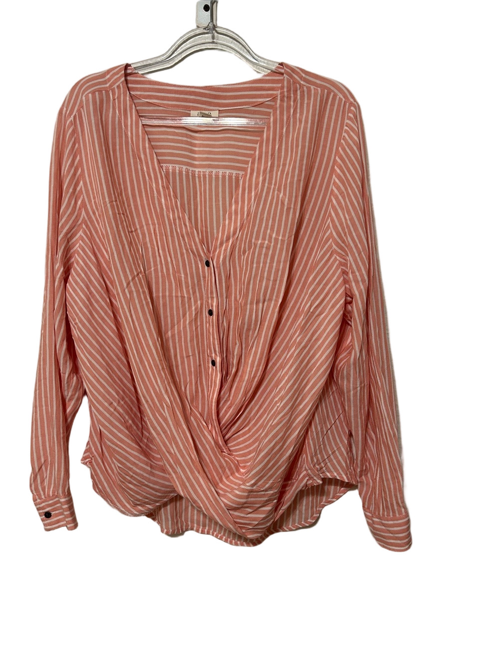 🎧Ana Striped salmon Twist-Front Button Blouse  size XL GUC